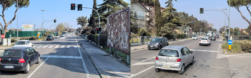 L'incrocio tra via Adriatica e viale Marsala