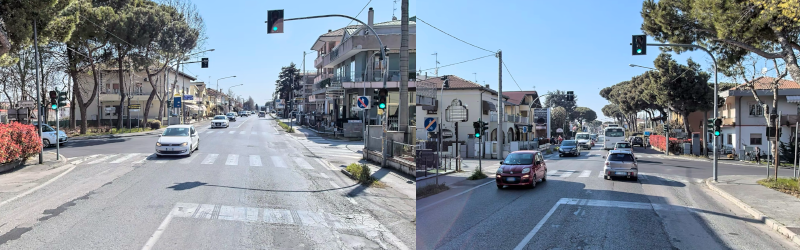 L'incrocio tra via Adriatica e i viali Potenza e Palermo
