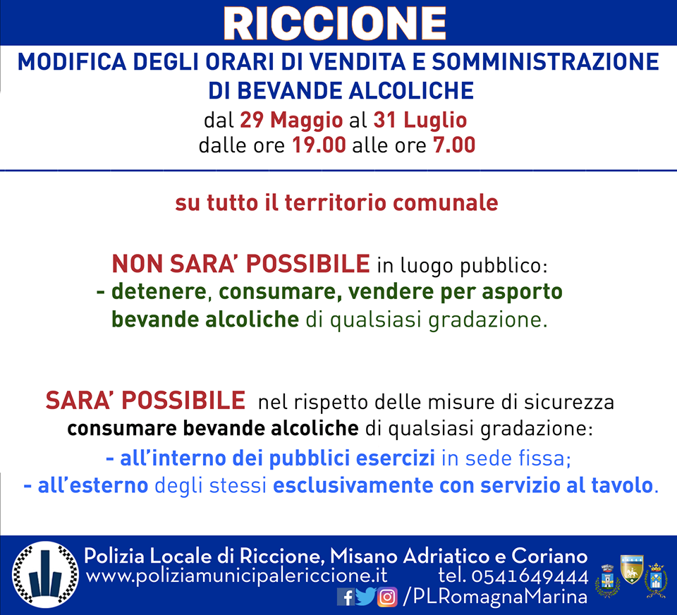 Modifica degli orari di vendita e somministrazione di bevande alcoliche