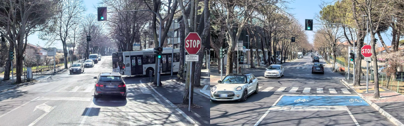 L'incrocio tra viale Castrocaro e viale Romagna